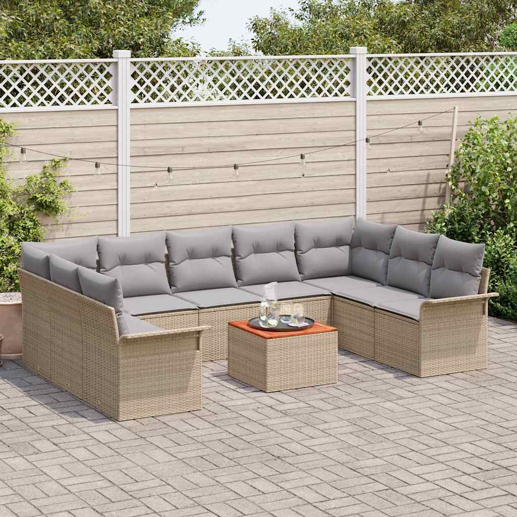 Garten-Sofa-Set 10 pcs Beige und Hellgrau 55 x 55 x 37 cm